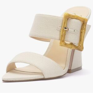 Jessica Simpson Cream Qena High Heel Sandals with Buckle - Size 8.5